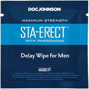 Пролонгуюча серветка Doc Johnson Sta-Erect Delay Wipe For Men з феромонами