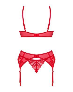 Комплект Obsessive Ingridia 3-pcs set XL/2XL, красный, бюстгальтер, стринги, пояс