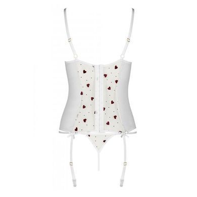 Корсет с подвязками, стринги Passion LOVELIA CORSET L/XL, white