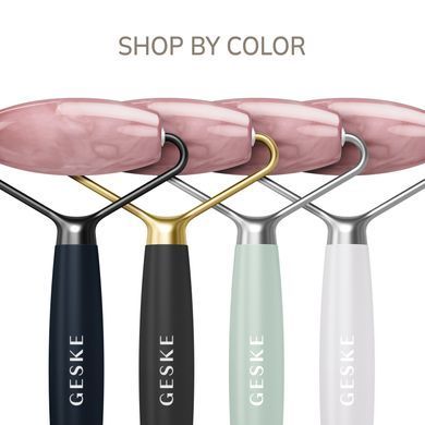 Ролер-масажер для обличчя та тіла з рожевим кварцом GESKE SmartAppGuided Rose Quartz Face & Body Roller 5in1 black
