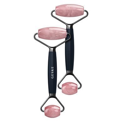 Ролер-масажер для обличчя та тіла з рожевим кварцом GESKE SmartAppGuided Rose Quartz Face & Body Roller 5in1 black
