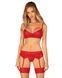 Комплект Obsessive Ingridia 3-pcs set XL/2XL, красный, бюстгальтер, стринги, пояс