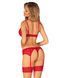 Комплект Obsessive Ingridia 3-pcs set XL/2XL, красный, бюстгальтер, стринги, пояс