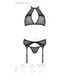 Комплект білизни Passion SATARA SET XXL/XXXL black, топ, пояс для панчіх, стрінги