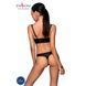 Комплект из эко-кожи с люверсами и ремешками Passion MALWIA BIKINI L/XL, black, бра и трусики