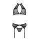 Комплект білизни Passion SATARA SET XXL/XXXL black, топ, пояс для панчіх, стрінги