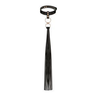 Ошейник с флоггером Rosy Gold - Collar with Flogger - Black