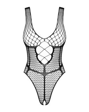 Бодистокинг из крупной сетки с доступом Obsessive B117 teddy S/M/L, черный