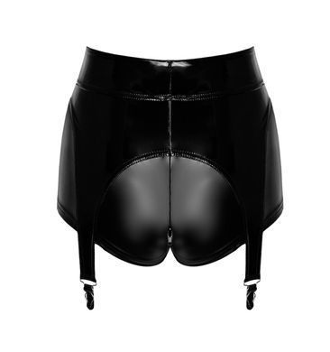 Шортики Noir Handmade F325 Glam, S, black, винил, высокая талия, крепления для чулок, с доступом