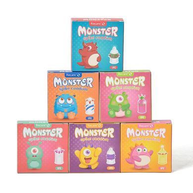 Насадка на член Recare Blue Monster Spike Condom (презерватив с усиками и спиралью шипов)