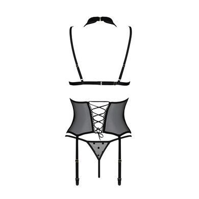 Корсет с открытой грудью Passion DOMINICA CORSET S/M black, пажи для чулок, стринги
