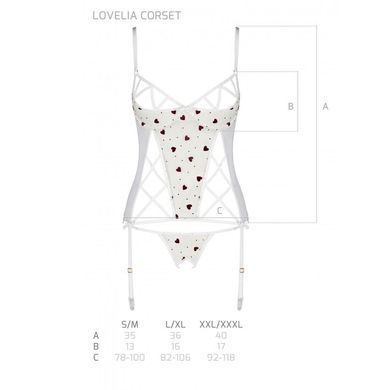 Корсет с подвязками, стринги Passion LOVELIA CORSET S/M, white