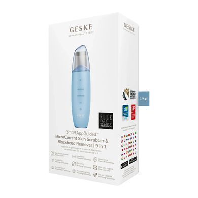 Мікрострумовий скрабер для шкіри та усунення чорних точок GESKE MicroCurrent Skin Scrubber&Blackhead Remover 9в1 aquamarine