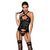 Сетчатый комплект с узором, корсет с халтером, подвязки, трусики Passion HIMA CORSET S/M, black