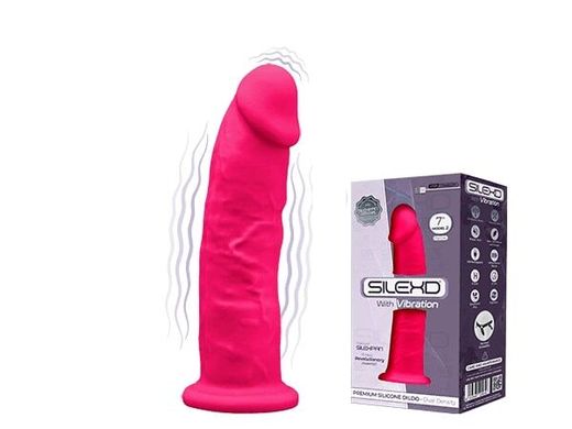 Фалоімітатор з вібрацією SilexD Henry Vibro Pink (MODEL 2 size 7in), двошаровий, діаметр 4,4 см