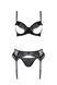 Комплект Passion KERRIA SET WITH OPEN BRA black, L/XL, бюстгальтер с открытой чашкой, стринги, пояс для чулок