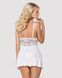 Сатиновый пеньюар с кружевом Obsessive 810-BAB-2 babydoll & thong L/XL, белый, пеньюар, танга