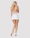 Сатиновый пеньюар с кружевом Obsessive 810-BAB-2 babydoll & thong L/XL, белый, пеньюар, танга