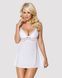 Сатиновый пеньюар с кружевом Obsessive 810-BAB-2 babydoll & thong L/XL, белый, пеньюар, танга