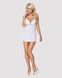 Сатиновый пеньюар с кружевом Obsessive 810-BAB-2 babydoll & thong L/XL, белый, пеньюар, танга