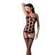 Бодистокинг Passion BS067 black, комбинезон, имитация чулок и топа на бретелях