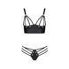 Комплект из эко-кожи с люверсами и ремешками Passion MALWIA BIKINI S/M, black, бра и трусики