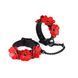 Наручники Liebe Seele Flower Rhythm - Black and Red Leather Flowers Hand Cuffs