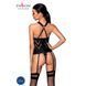 Сетчатый комплект с узором, корсет с халтером, подвязки, трусики Passion HIMA CORSET S/M, black