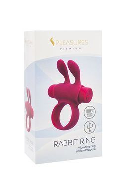 Эрекционное виброкольцо S Pleasures Premium Rabbit Ring, розовое, со съемной вибропулей и ушками