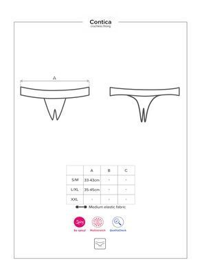 Кружевные танга с доступом Obsessive Contica crothchles thong S/M, черные
