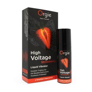 Жидкий вибратор Orgie High Voltage &ndash; Strawberry, 15 мл, эффект мурашек, очень мощный, вкус клубники