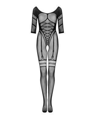 (SALE) Сітчастий бодістокінг з імітацією підв&rsquo;язок Obsessive Bodystocking G329 XL/XXL, black, з доступом