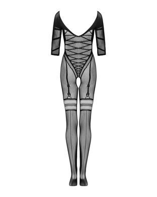 (SALE) Сітчастий бодістокінг з імітацією підв&rsquo;язок Obsessive Bodystocking G329 XL/XXL, black, з доступом