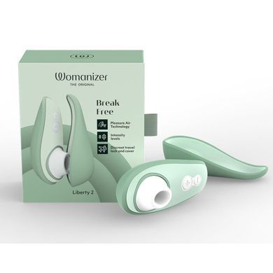 Вакуумный клиторальный стимулятор Womanizer Liberty 2 Sage, 8 режимов, магнитная крышечка