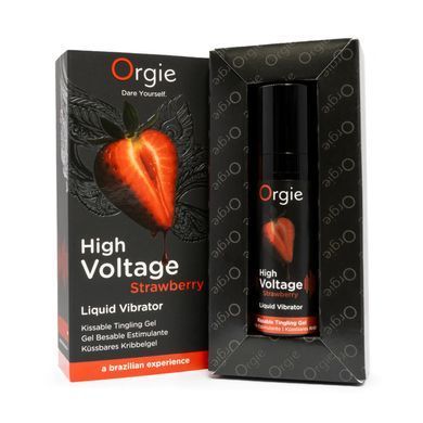 Жидкий вибратор Orgie High Voltage &ndash; Strawberry, 15 мл, эффект мурашек, очень мощный, вкус клубники