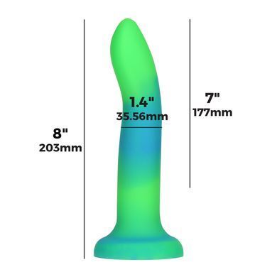 Светящийся в темноте фаллоимитатор ADDICTION Rave 8&Prime; Glow in the Dark Dildo Blue Green, 20,3 см