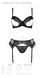 Комплект Passion KERRIA SET WITH OPEN BRA black, S/M, бюстгальтер с открытой чашкой, стринги, пояс для чулок