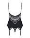 Сатиновый кружевной корсет Obsessive 810-COR-1 babydoll & thong S/M, черный, корсет, танга