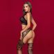 Бодистокинг JSY 7961 топ и колготки с доступом One Size Black, имитация резинки и подвязок
