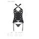 Сетчатый комплект с узором, корсет, подвязки, трусики Passion HIMA CORSET XXL/XXXL, black