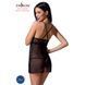 Прозора сорочка приталена Passion QUENTRIS CHEMISE XXL/XXXL, black, трусики