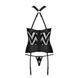 Сетчатый комплект с узором, корсет, подвязки, трусики Passion HIMA CORSET XXL/XXXL, black