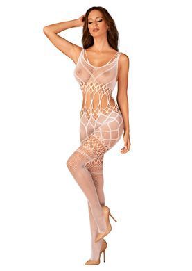 (SALE) Сітчастий бодістокінг з імітацією топа та шортів Obsessive Bodystocking G330 S/M/L, white, з доступо