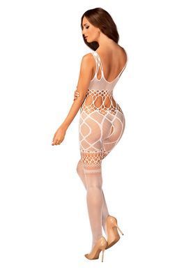 (SALE) Сітчастий бодістокінг з імітацією топа та шортів Obsessive Bodystocking G330 S/M/L, white, з доступо