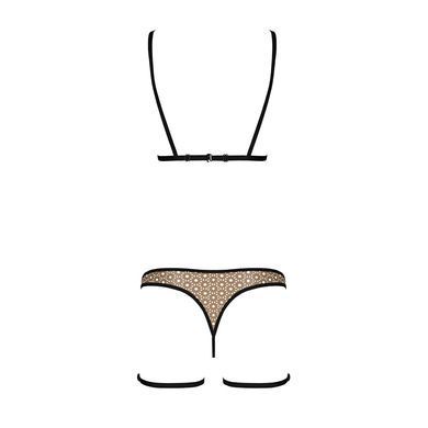 Эротический комплект нижнего белья Passion GABI SET L/XL beige, трусики с гартерами