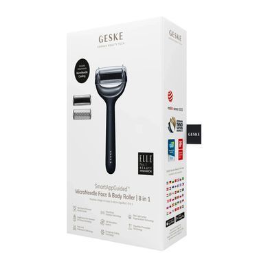 Електронний ролер для обличчя та тіла з мікроголками GESKE MicroNeedle Face&Body Roller 8в1 black
