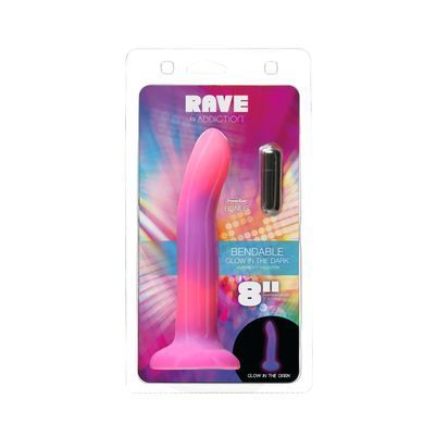 Светящийся в темноте фаллоимитатор ADDICTION Rave 8&Prime; Glow in the Dark Dildo Pink Purple, 20,3 см