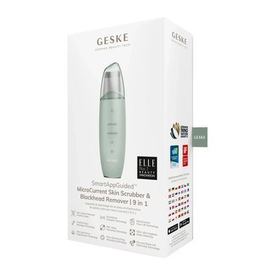 Мікрострумовий скрабер для шкіри та усунення чорних точок GESKE MicroCurrent Skin Scrubber&Blackhead Remover 9в1 green