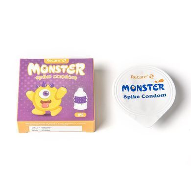 Насадка на член Recare Yellow Monster Spike Condom (презерватив з рядами пухирців та шипів)