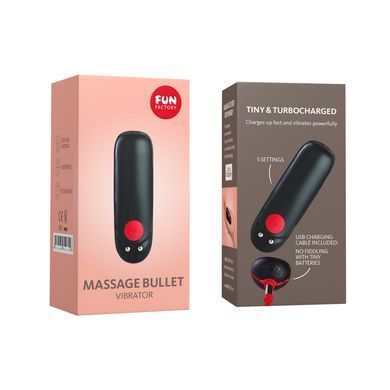 Вибропуля Fun Factory Massage BULLET, черная, диаметр 2,5 см, 3 скорости, 3 рисунка вибрации
